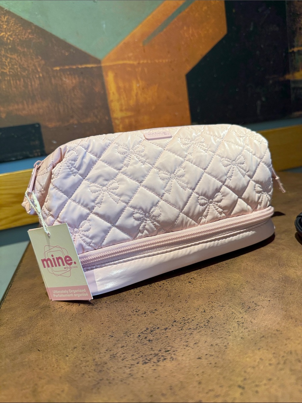 Mine Quilted Light Pink Cosmetic Bag Dorm essentials